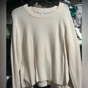 White + Warren Ribbed Cream Sweater